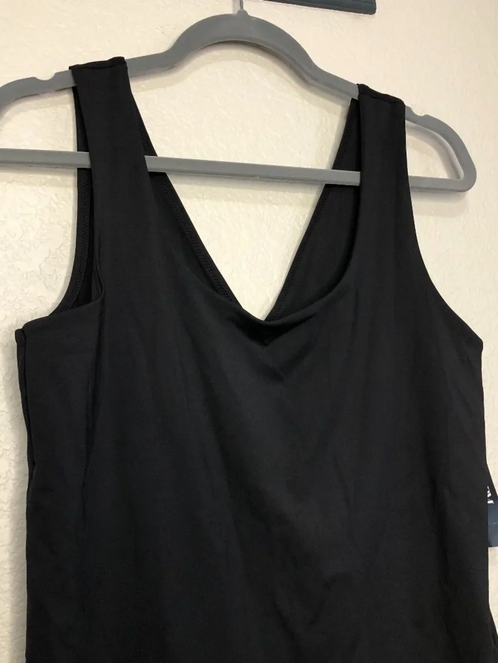 WHBM For Me NWT $50 Black Heavy Scoop Neck Bodysuit Women's L Casual Career LBD - Picture 2 of 10